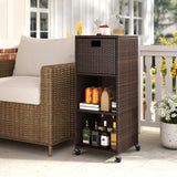 Tangkula Rattan Outdoor Storage Cabinet with 3 Shelves