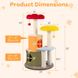 Tangkula 43 Inch Cute Cat Tower with Sisal Scratching Posts