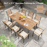 Tangkula 86.5-Inch Patio Dining Table, Indoor & Outdoor Dining Table w/Umbrella Hole for Patio Yard Deck, for 8 People