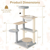 Tangkula Modern Cat Tree, 44 Inch Multi-Level Cat Tower with Removable Padded Top Perch