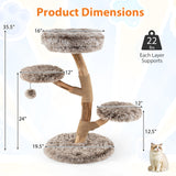 Tangkula Solid Wood Cat Tree with Scratching Posts