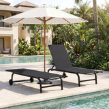 Tangkula Lounge Chair Outdoor 6-Position Recliner Metal Frame  Breathable Fabric (1/2)
