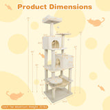 Tangkula Multi-level Cat Tree Modern Cat Tower with Upholstered Perch and 2 Cat Condo