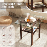 Tangkula Square Glass Side Table
