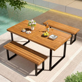 Tangkula 63" Acacia Wood Dining Table for 6 People