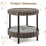 Tangkula 2-Tier Rattan Cat Nest