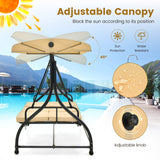 Tangkula 3 Seats Converting Patio Swing, Outdoor Porch Garden Canopy Swing with Comfortable Cushion Seats