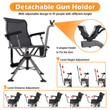 Tangkula Hunting Chair with Shooting Rest, 360° Swivel Hunting Seat with 4 Extendable Aluminum Legs