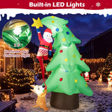 Tangkula 7.6 FT Inflatable Christmas Santa Claus Climbing Tree Bite By Dog