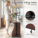 Tangkula Mobile Lectern Podium Height Adjustable Podium Stand