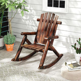 Tangkula Wood Outdoor Rocking Chairs Set of 1/2