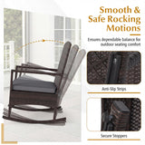 Tangkula 3 Pieces Rocking Wicker Bistro Set