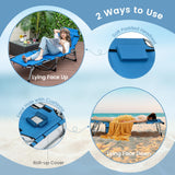 Tangkula Tanning Chair, Outdoor Folding Beach Lounge Chair with Face Hole