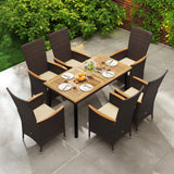 Tangkula Outdoor Dining Set for 6 with Umbrella Hole