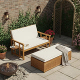 Tangkula Acacia Wood Patio Daybed with 4-Level Adjustable Backrest