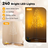 Tangkula Christmas Outdoor Lighted Birch Tree Pre-lit Decor with Warm White Light LED Lights