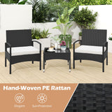 Tangkula 3-Piece Patio Furniture Set with Soft Cushions