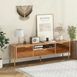 Tangkula Mirrored TV Stand for TV up to 65”, Modern TV Console Table w/Spacious Tabletop