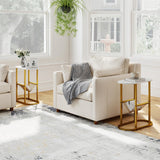 Tangkula 2-tier Industrial Oval Side Table with Mesh Shelf