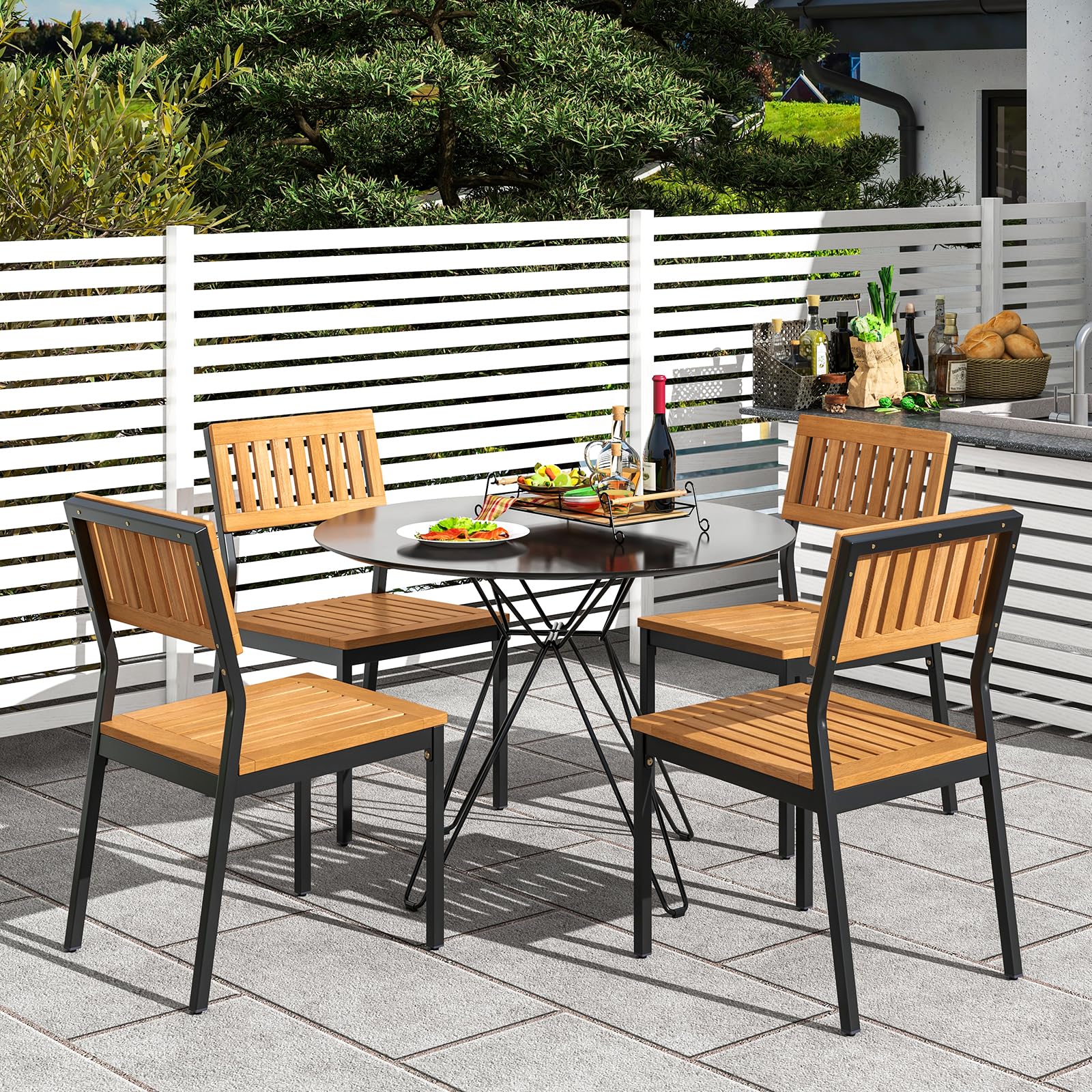 Dining Table Industrial Outdoor Cafe Chairs Tangkula Patio Dining