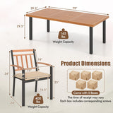 Tangkula 9 Pieces Patio Dining Set, Outdoor Acacia Wood Table and Chairs with Soft Cushions and 1.9” Umbrella Hole