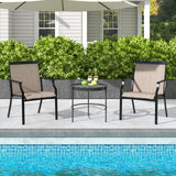 Tangkula Patio Dining Chairs Set of 2, Large Outdoor Chairs with Breathable Seat & Metal Frame