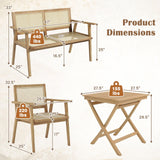 Tangkula Patio Table and Chair Set for 4, Outdoor Wood Conversation Set, Suitable for Backyard, Garden, Porch