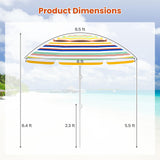 Tangkula 6.5 FT Beach Umbrella UPF50+ Portable Outdoor Table Umbrella for Sand with Tilt Adjustment