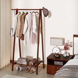 Tangkula Folding Rubber Wood Clothes Hanging Rack