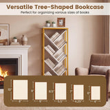 Tangkula 9-Tier Freestanding Narrow Corner Tree Bookshelf for Books