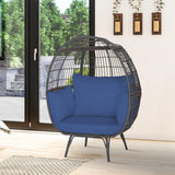 Tangkula Oversized Wicker Egg Chair, Wicker Patio Basket Circle Lounge Chair w/Metal Stand & 4 Thick Cushions, 450 LBS Max Load
