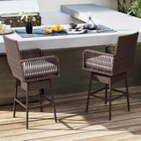 Tangkula Patio 360° Swivel Bar Stool with Cross-Woven Armrests