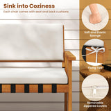 Tangkula Outdoor Acacia Wood Cuhioned Conversation Set with Coffee Table