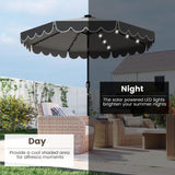 Tangkula 2-Tiers Scalloped Outdoor Table Market Umbrella with 32 LED Lights