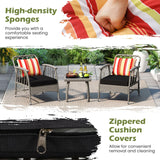 Tangkula 3 Pieces Patio PE Wicker Furniture Set