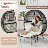 Tangkula Oversized Wicker Egg Chair with Ottoman
