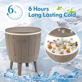 Tangkula 10 Gallon Cooler Bar Table, Outdoor Cooler Side Table w/Telescopic Tabletop, 3-in-1 Coffee Table Ice Bucket for Beer & Wine