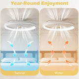 Tangkula Ceiling Fan with Lights 3000-6500K Dimmable Modern Flush Mount LED