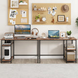 Tangkula Home Office Computer Desk with 2 Storage Shelves