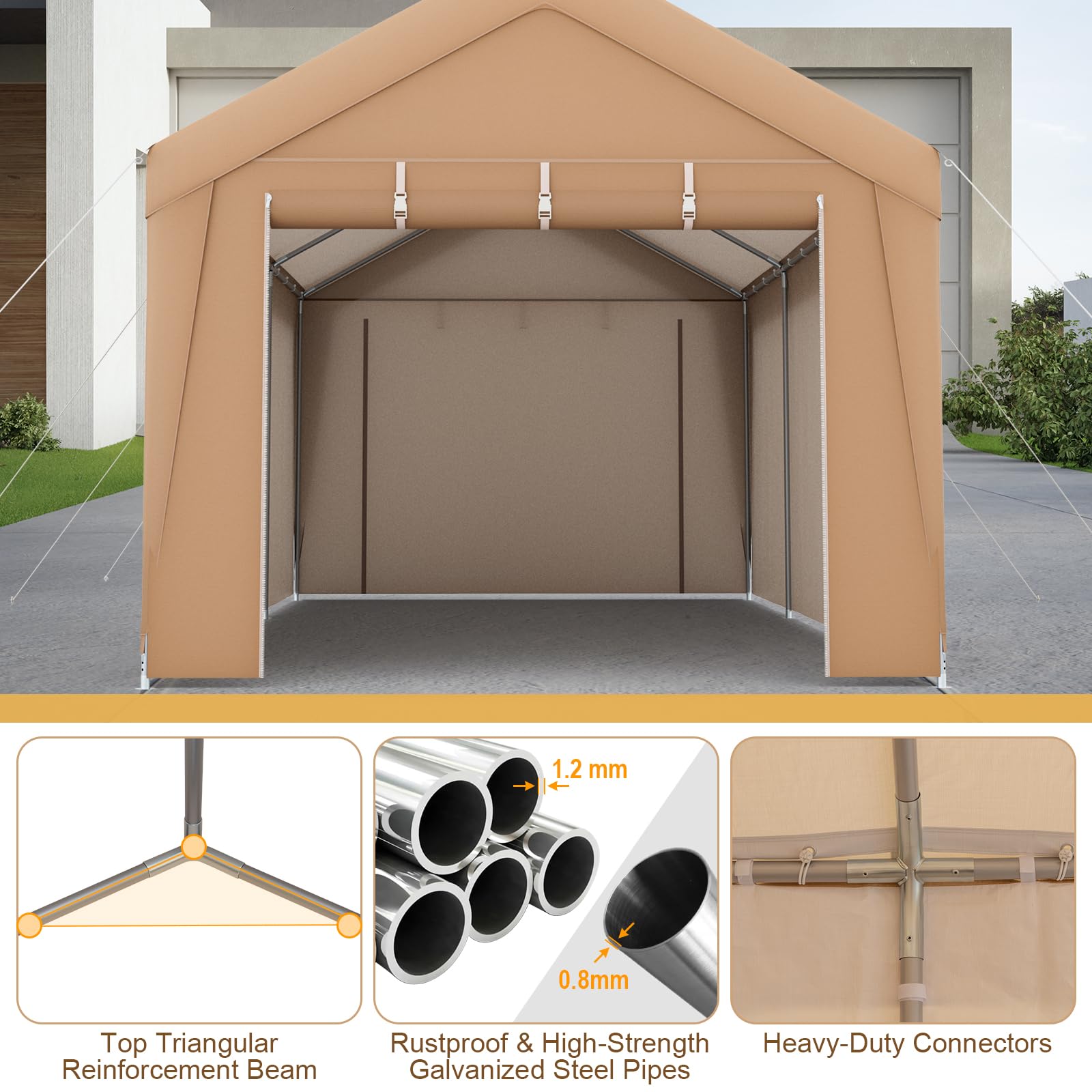 garage tent Tangkula 10x20 ft Heavy-Duty Carport, Portable Garage Tent with Galvanized Steel Frame