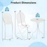 Tangkula 3 Pieces Patio Bistro Set, Metal Table and Folding Chair Set for 2