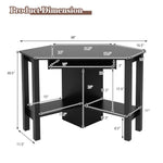 Corner Computer Desk with Smooth Keyboard Tray for Small Space - Tangkula