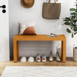 Tangkula Patio Acacia Wood Bench Outdoor Backless Seating Furniture