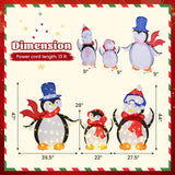 Tangkula 3-Piece Christmas Lighted Penguin Family Set Decoration