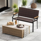 Tangkula Stackable Patio Wicker Loveseat Bench