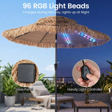 Tangkula 9 FT Solar Tiki Patio Umbrella with PE Grass