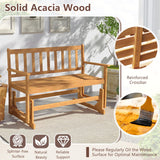 Tangkula 2-Person Outdoor Acacia Wood Glider Bench
