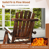 Tangkula Wood Outdoor Rocking Chairs Set of 1/2
