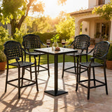 Set of 2/4 Outdoor Bar Stool 25.5 Inch Counter Height Cast Aluminum Bar Chairs