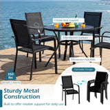 Tangkula Patio Dining Chairs | Stackable Outdoor Armchairs with Metal Frame